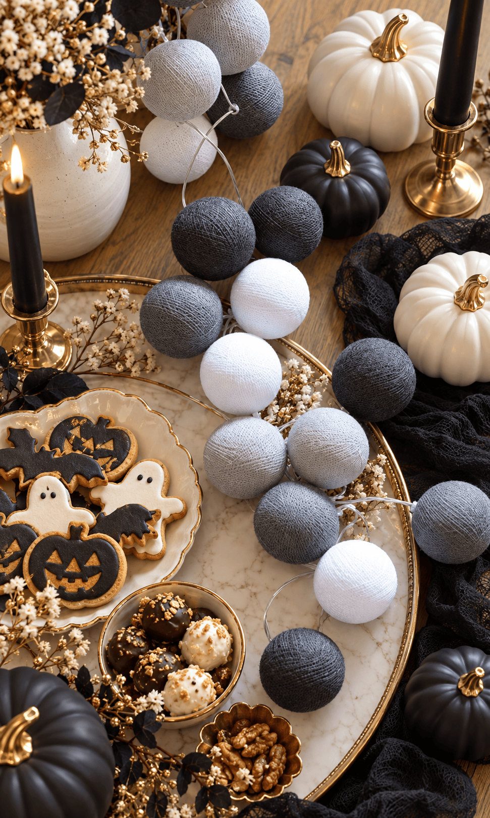 Γιρλάντα Halloween Ghost Shades σε λευκό και αποχρώσεις του γκρι